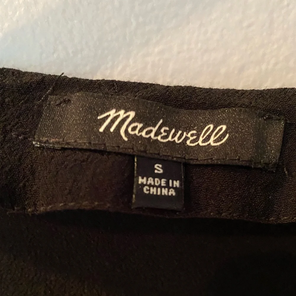 Last Call! Madewell Black V-neck Dress with Side Buttons, Small - Picture 5 of 8